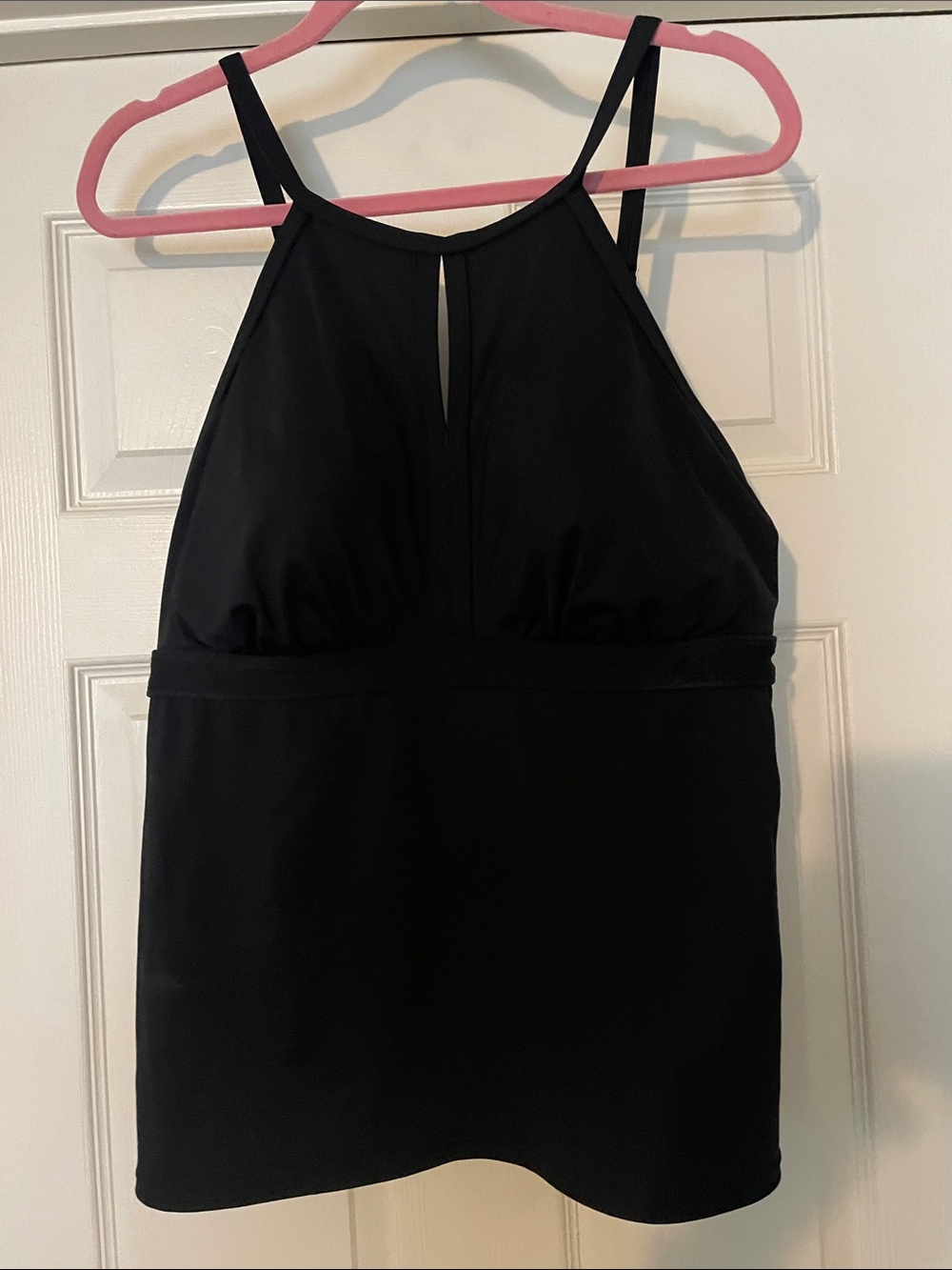 Lands' End Black Swim Top with Keyhole Detail - Size 16